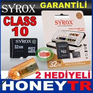 SYROX 32GB CLASS10 MICROSD HAFIZA KARTI +2HEDİYE