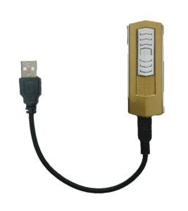 Altın Sarısı Lighter Gazsız USB Kablolu Rüzgarda Yanabilen Çakmak