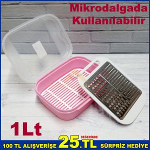 1Litre Midi Saklama Kabı Rendeli Hava Almaz Vakum Korumalı Mikrodalga Buzluk İçin Saklama Kabı