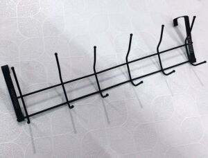 Paslanmaz Çelik Mat Siyah Metal Amerikan Kapı Askısı 12 kanca Çivisiz Vidasız Kapıya Askılı Montaj