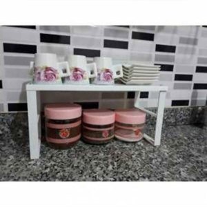 Tezgah üstü ya da dolap içi kullanılabilen portatif metal raf organizatörü 32x13x15cm