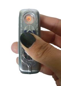 Gümüş Oval Lighter Gazsız USB Kablolu Rüzgarda Yanabilen Çakmak
