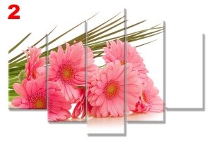 PEMBE CICEKLER 7 STİL 5 PARÇALI KANVAS TABLO