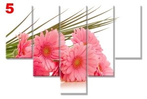 PEMBE CICEKLER 7 STİL 5 PARÇALI KANVAS TABLO