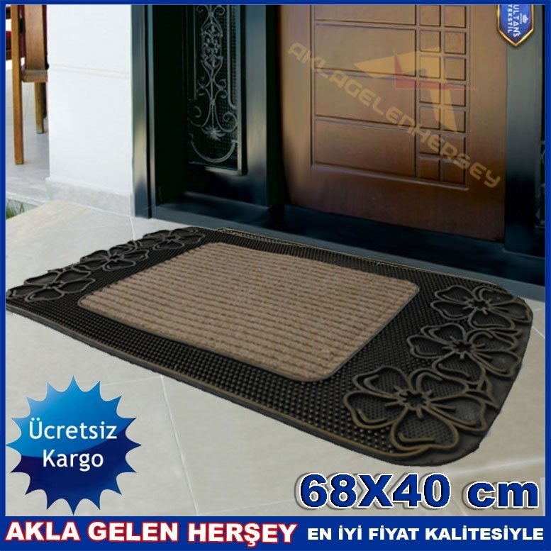 PVC KAPLAMA ÇİÇEKLİ HALIFLEKS KAPI ÖNÜ PASPASI K