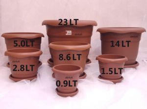 1 adet 1no Ø20x17cm 2.8 Litre Toprak Rengi Tabaklı Çiçek Saksısı Toprak Çökmesi önleyen özel içyapı