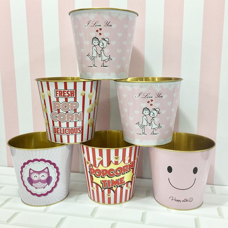 16.5x13cm Ebatında Mısır Kovası Küçük Boy Çok Amaçlı Kova Lüx Dekoratif Metal Kaplama Çöp Kovası