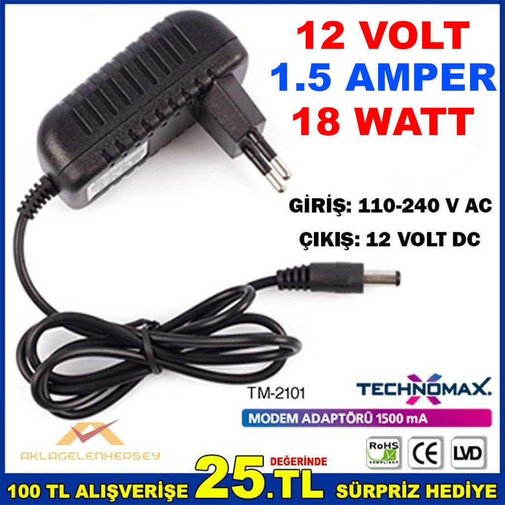 12 VOLT 1.5 AMPER 18 WATT MODEM ADAPTÖRÜ TM-2101