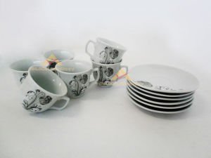 ASA GRİ GÜL DESENLİ 12 PARÇA KAHVE FİNCANI SETİ