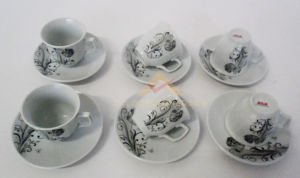 ASA GRİ GÜL DESENLİ 12 PARÇA KAHVE FİNCANI SETİ