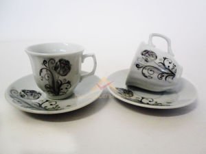 ASA GRİ GÜL DESENLİ 12 PARÇA KAHVE FİNCANI SETİ