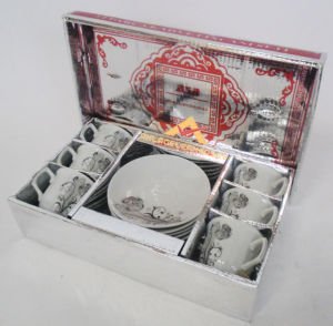 ASA GRİ GÜL DESENLİ 12 PARÇA KAHVE FİNCANI SETİ