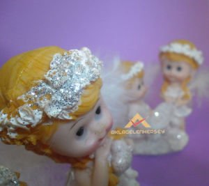 DEKORATİF BEYAZ SİMLİ TÜYLÜ MELEK 2Lİ BİBLO SETİ