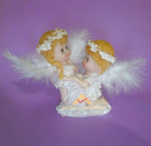 DEKORATİF BEYAZ SİMLİ TÜYLÜ MELEK 2Lİ BİBLO SETİ