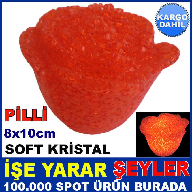 SOFT KRİSTAL PİLLİ IŞIKLI 10cm KIRMIZI GÜL KD