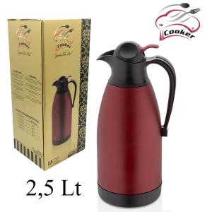 Sıcak Soğuk Muhafazalı Cooker Çelik Termos Sürahi Tipi 2,5 lt İçi Dışı Çelik Kaliteli Termos