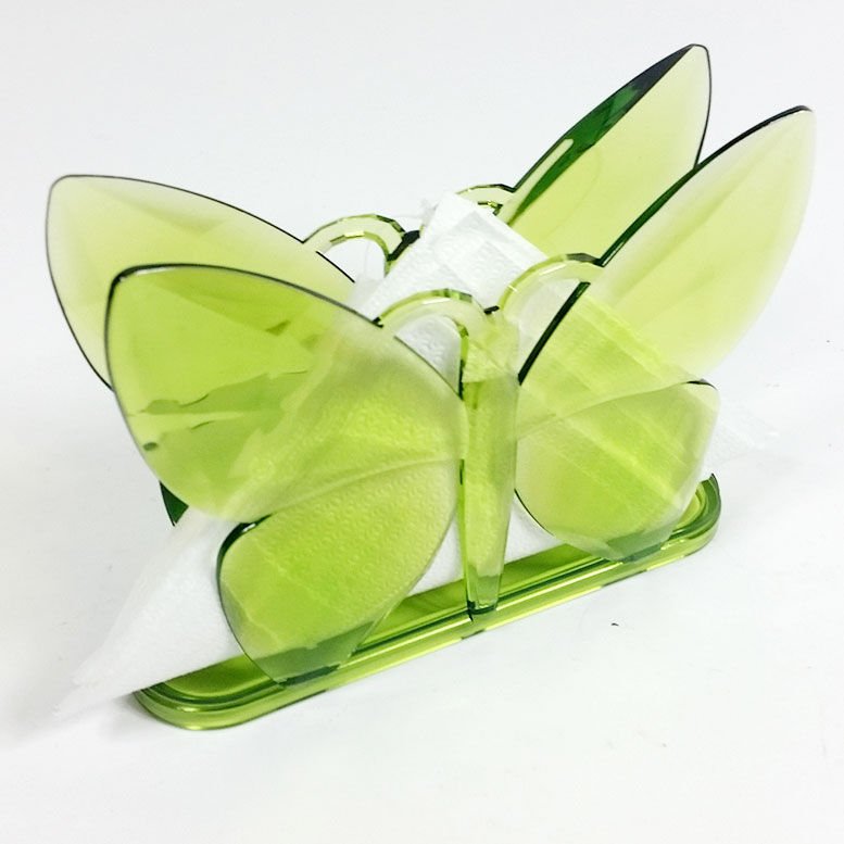 16x13x4cm Şeffaf Pembe Renk Kristal Sağlam Plastik Kelebek Model Dekoratif ve Şık Peçetelik