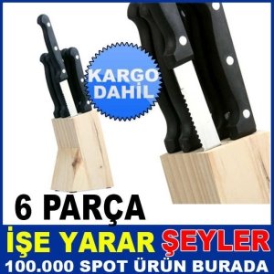 6 PARÇA AHŞAP STANDLI SÜPER ÇELİK BIÇAK SETİ KD
