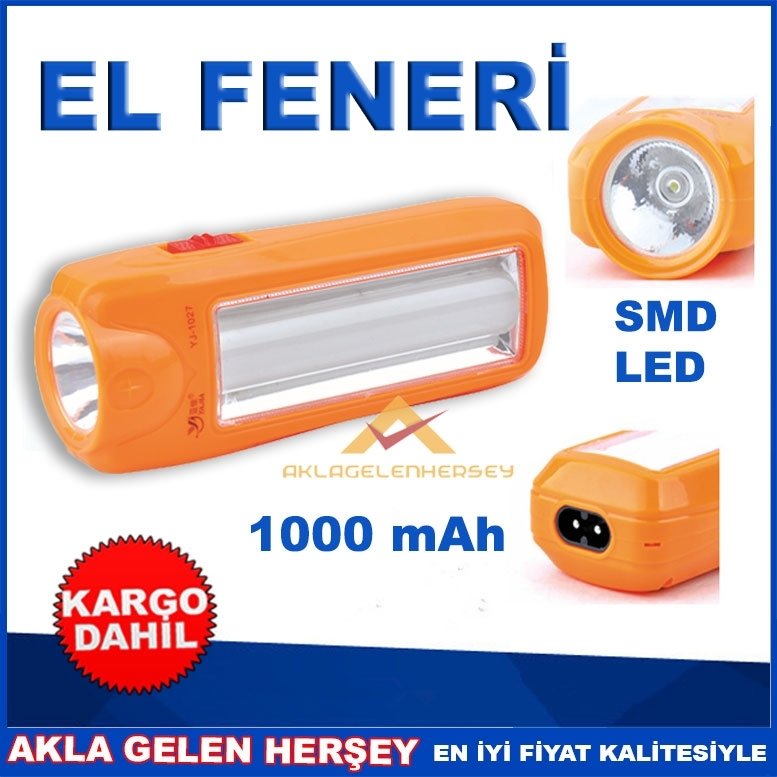 kargo dahil ŞARJ EDİLEBİLİR TASARRUFLU SMD LED EL FENERİ
