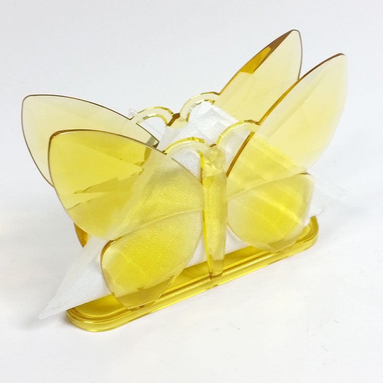 16x13x4cm Şeffaf Pembe Renk Kristal Sağlam Plastik Kelebek Model Dekoratif ve Şık Peçetelik