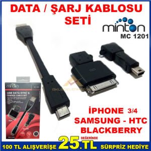 İPHONE 3-4 İPAD-SAMSUNG DATA-ŞARJ KABLOSU SETİ