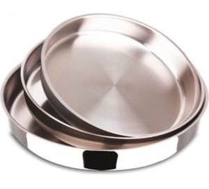 Paslanmaz Çelik 3lü Yuvarlak Fırın Tepsi Seti Smal&Large 22-30-42cm Kromaj Çelik Çok Amaçlı Kullanım