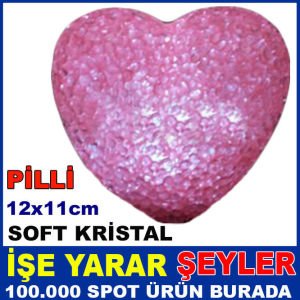 SOFT KRİSTAL PİLLİ IŞIKLI 12cm PEMBE KALP