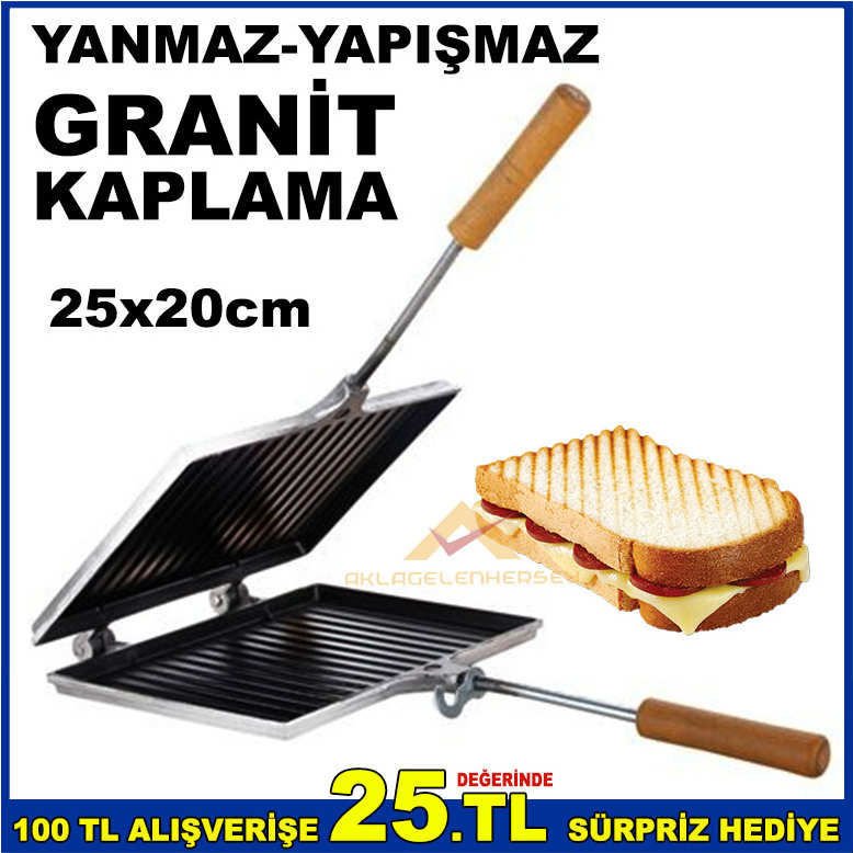 TAŞHAN OCAK ÜSTÜ İÇ YÜZEYİ GRANİT KAPLAMA YANMAZ YAPIŞMAZ DÖKÜM IZGARA TOST MAKİNESİ