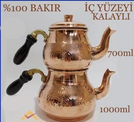 ELİŞİ ÇEKİÇ DÖVME %100 BAKIR İÇİ KALAYLI BÜYÜK BOY ÇAYDANLIK SETİ