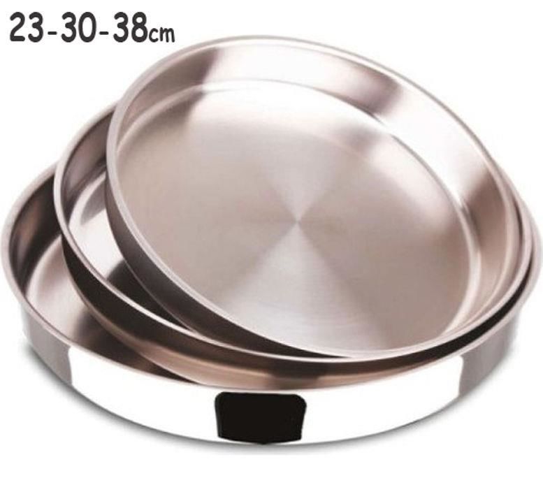 Paslanmaz Çelik 3lü Yuvarlak Fırın Tepsi Seti 23-30-38cm