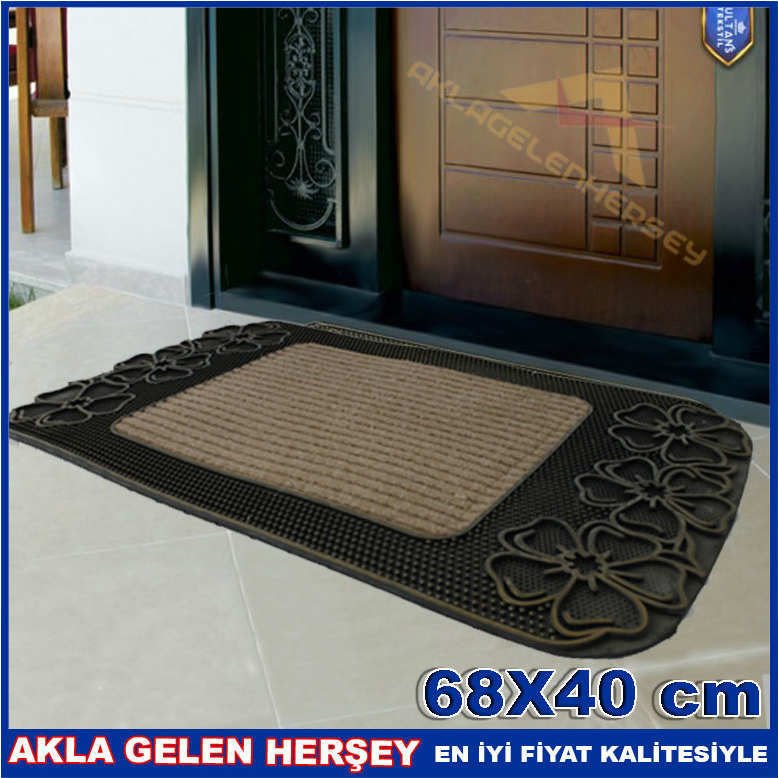 PVC KAPLAMA ÇİÇEKLİ HALIFLEKS KAPI ÖNÜ PASPASI