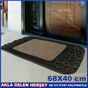 PVC KAPLAMA ÇİÇEKLİ HALIFLEKS KAPI ÖNÜ PASPASI