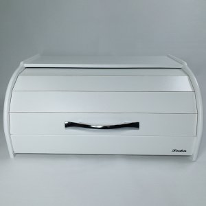 Beyaz Ahşap Ekmek Sepeti 39x18x24cm Alüminyum Oval Saplı Dekoratif Ekmek Saklama Kutusu