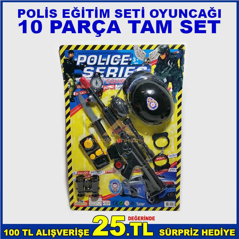 10 PARÇA TAM SET BÜYÜK TÜFEKLİ OYUNCAK POLİS EĞİTİM SETİ