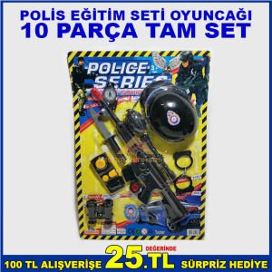 10 PARÇA TAM SET BÜYÜK TÜFEKLİ OYUNCAK POLİS EĞİTİM SETİ