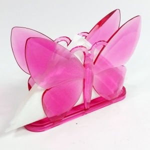 16x13x4cm Şeffaf Pembe Renk Kristal Sağlam Plastik Kelebek Model Dekoratif ve Şık Peçetelik