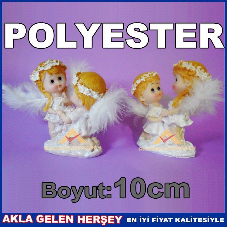DEKORATİF İKİLİ BEYAZ SİMLİ TÜYLÜ MELEK BİBLO