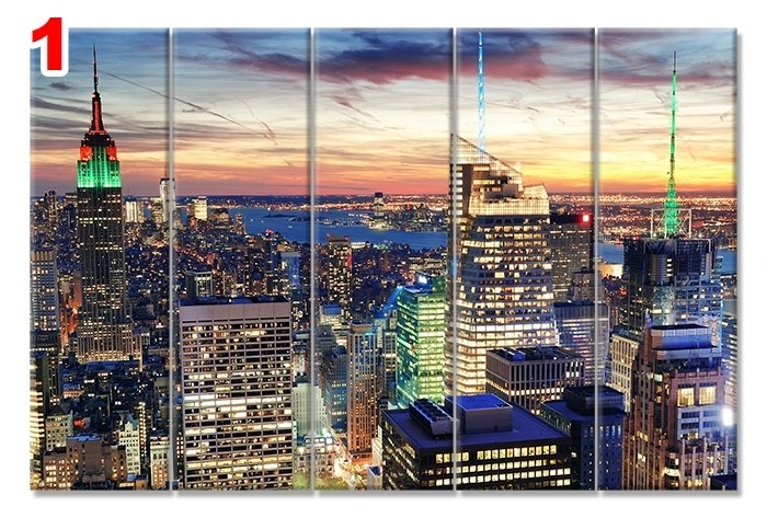 NEW YORK GECE ISIKLAR 7 STİL 5 PARÇALI KANVAS TABLO