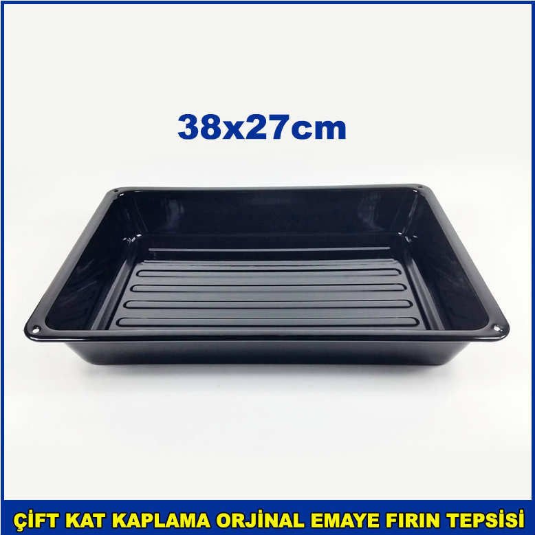 Dikdörtgen Emaye Fırın Tepsisi 38x27cm Kaliteli Çelik Üzeri 2 Kat Emaye Kaplama Fırın Tepsisi