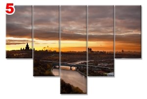 MOSKOVA KREMLIN KOPRUSU 7 STİL 5 PARÇALI KANVAS TABLO