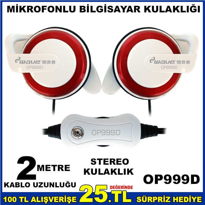 OP999D KABLOLU MİKROFONLU BİLGİSAYAR KULAKLIĞI