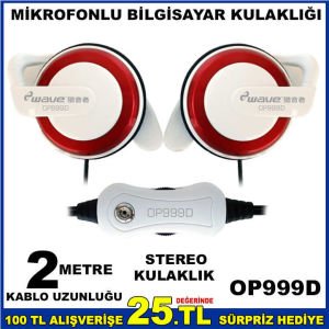 OP999D KABLOLU MİKROFONLU BİLGİSAYAR KULAKLIĞI