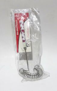 Desenli Saplı Yaylı Paslanmaz Çelikten Kaliteli Hammaddeden Çırpıcı Karıştırıcı (23cm Uzunluğunda)