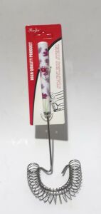 Desenli Saplı Yaylı Paslanmaz Çelikten Kaliteli Hammaddeden Çırpıcı Karıştırıcı (23cm Uzunluğunda)