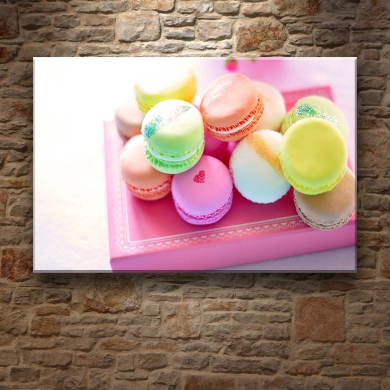 PEMBELİ MACARONLAR 7 değişen ölçü ORİJİNAL KANVAS TABLO