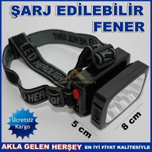 ŞARJ EDİLEBİLİR GÖSTERGELİ 12 LED KAFA FENERİ KD