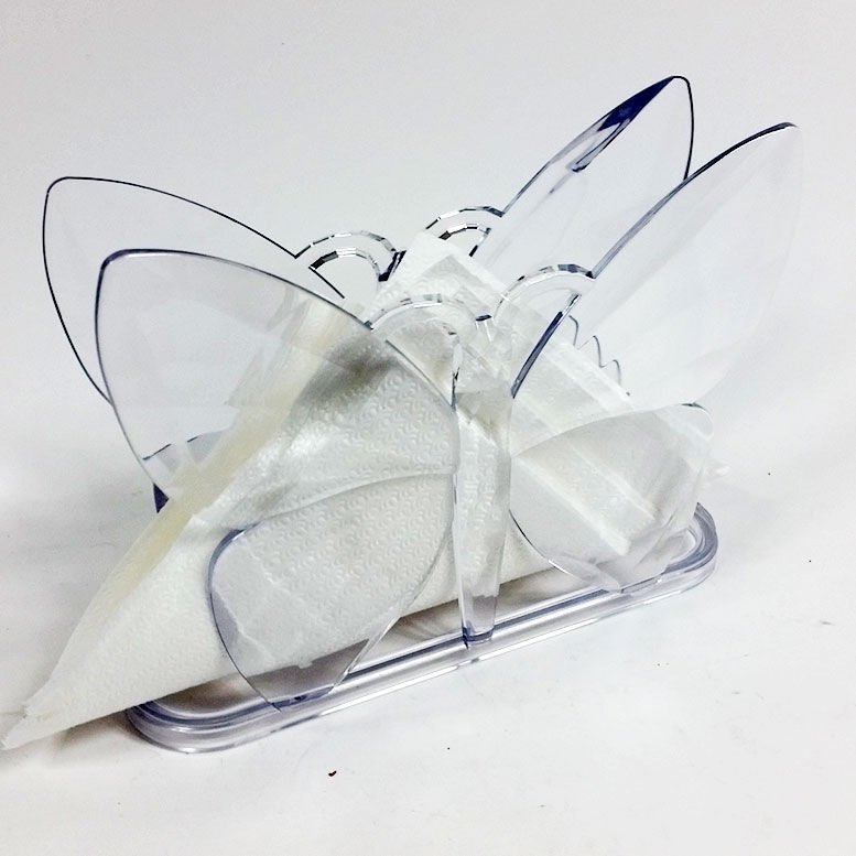 16x13x4cm Şeffaf Renksiz Kristal Sağlam Plastik Kelebek Model Dekoratif ve Şık Peçetelik