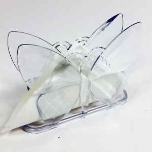 16x13x4cm Şeffaf Renksiz Kristal Sağlam Plastik Kelebek Model Dekoratif ve Şık Peçetelik