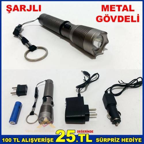 Swıde Metal Gövdeli Şarjlı 2 Modlu El Fenerii