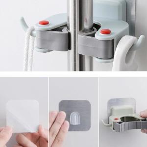 Duvara Monte 2Askılı Fırça Süpürge Paspas Mop Tutucu Askı Aparatı Yapışkanlı Sihirli Tutacak Klips